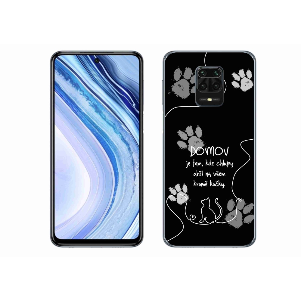 Gelový kryt mmCase na Xiaomi Redmi Note 9S - kočičí motiv černé pozadí