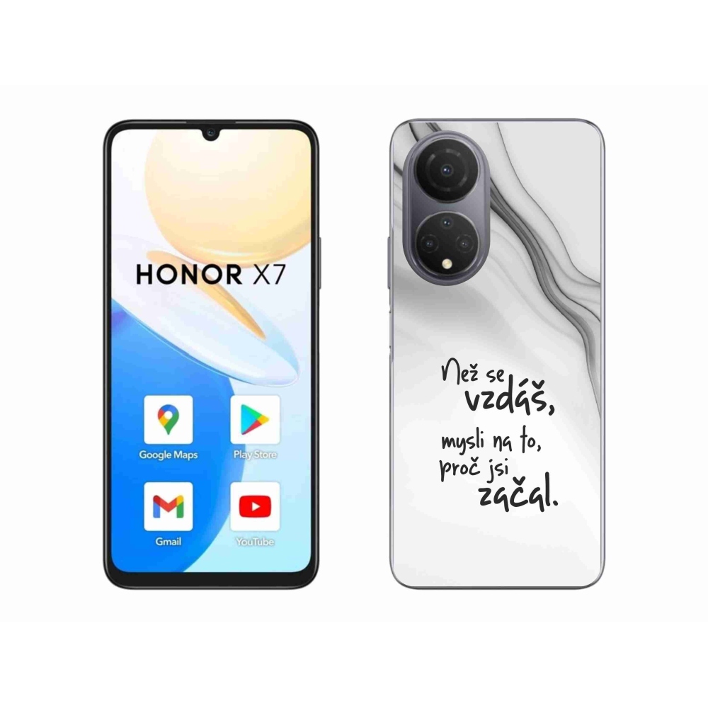 Gelový kryt mmCase na Honor X7 - citát 2 bílé pozadí