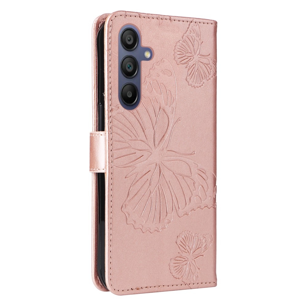 Big Butterfly knížkové pouzdro na Samsung Galaxy A16 4G/5G/A26 5G - růžovozlaté