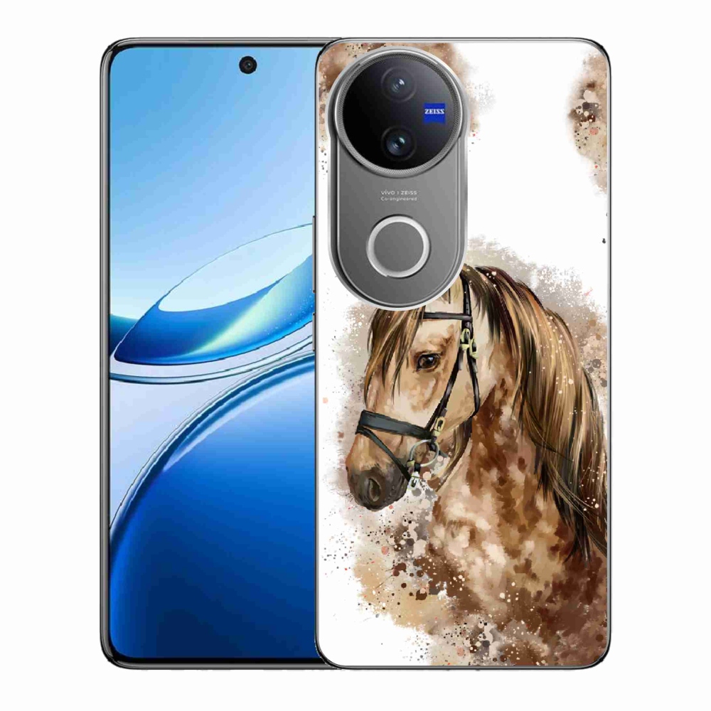 Gelový kryt mmCase na Vivo V50 5G - hnědý kreslený kůň