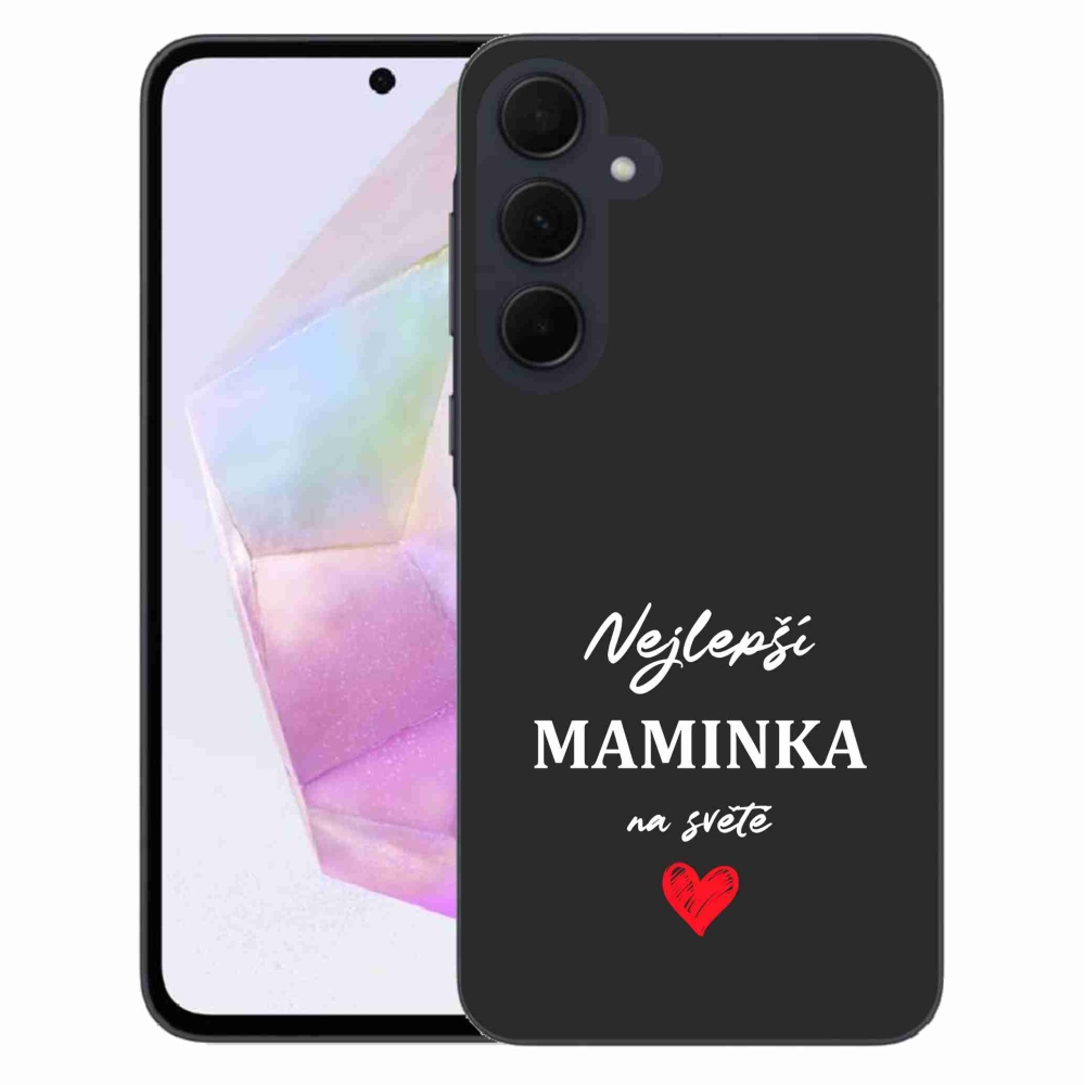 Gelový kryt mmCase na Samsung Galaxy A35 5G - nejlepší maminka 1 černé pozadí