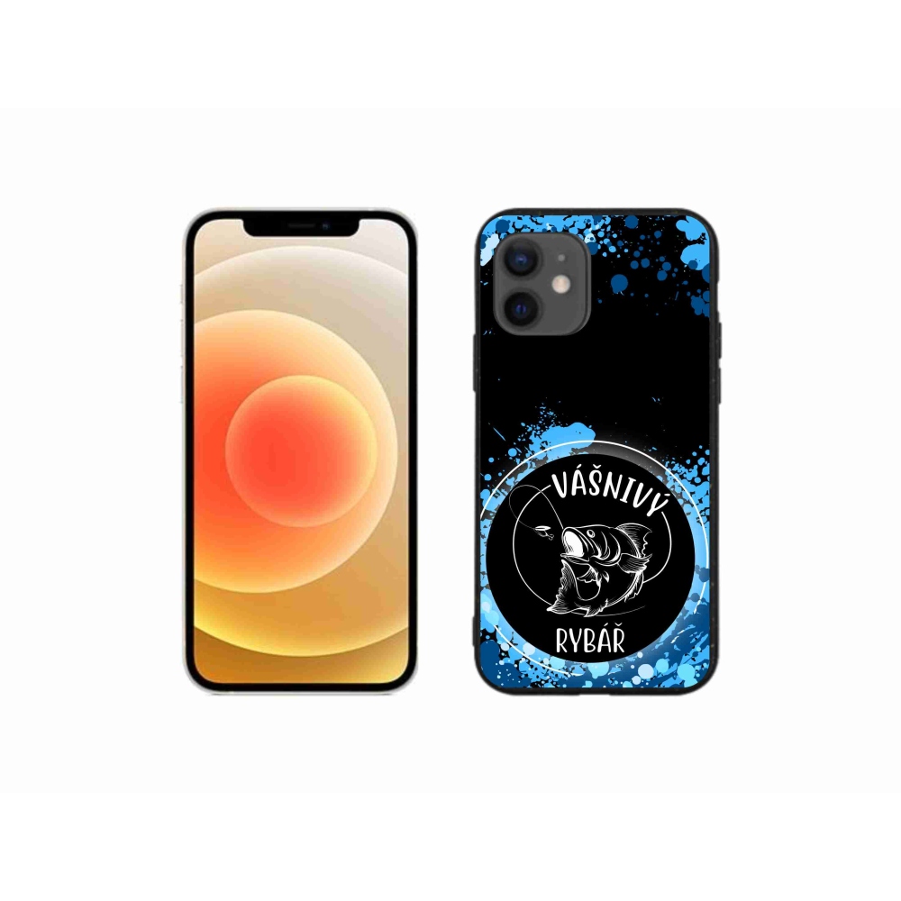 Gelový kryt mmCase na iPhone 12 mini - vášnivý rybář černé pozadí