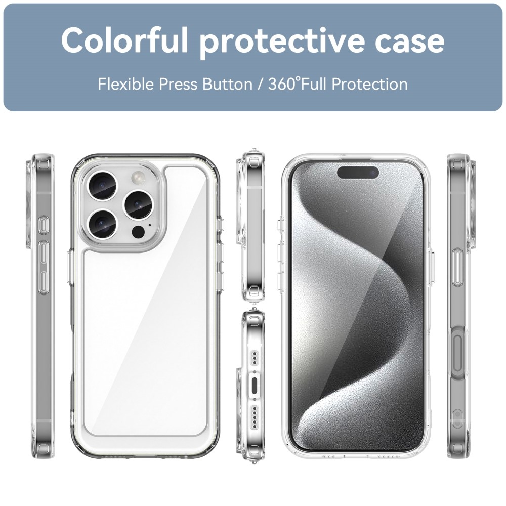 Gelový obal s pevnými zády na iPhone 16 Pro - průhledný