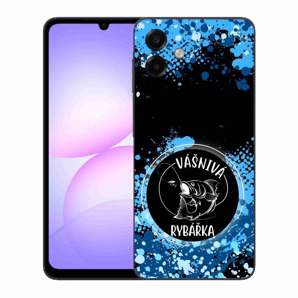 Gelový kryt mmCase na Samsung Galaxy A07 4G - vášnivá rybářka černé pozadí