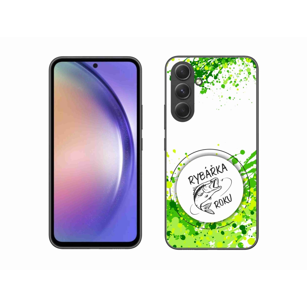 Gelový kryt mmCase na Samsung Galaxy A54 5G - rybářka roku bílé pozadí
