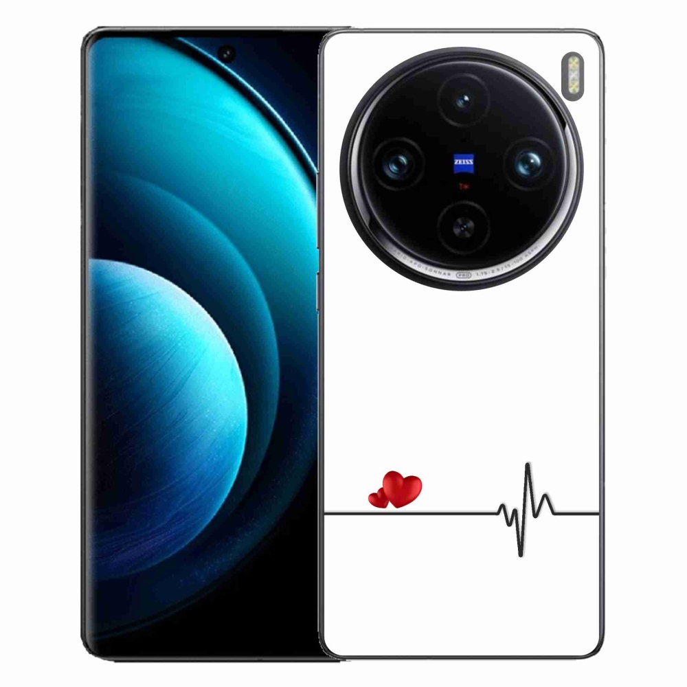 Gelový kryt mmCase na Vivo X100 Pro 5G - srdce a tep bílé pozadí