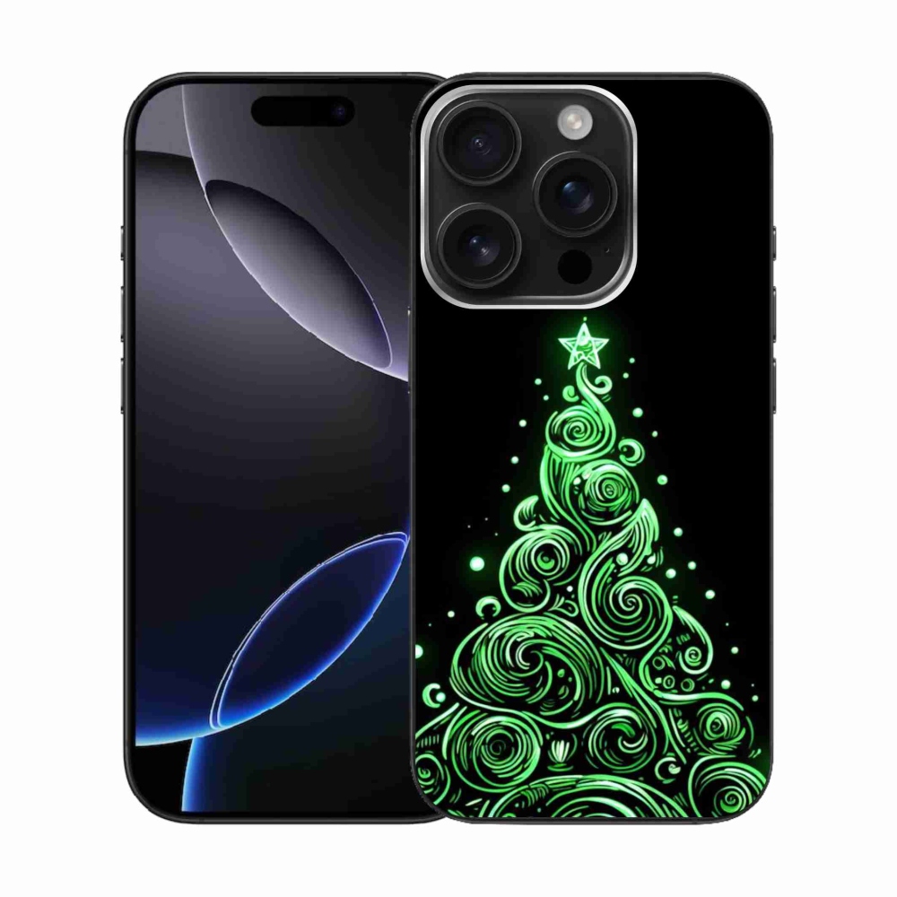 Gelový kryt mmCase na iPhone 16 Pro - neonový vánoční stromek 3