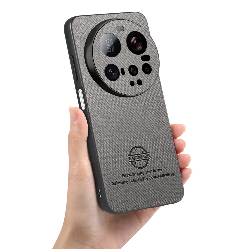 Crafted gelový obal s umělou kůží na Xiaomi 15 Ultra - šedý