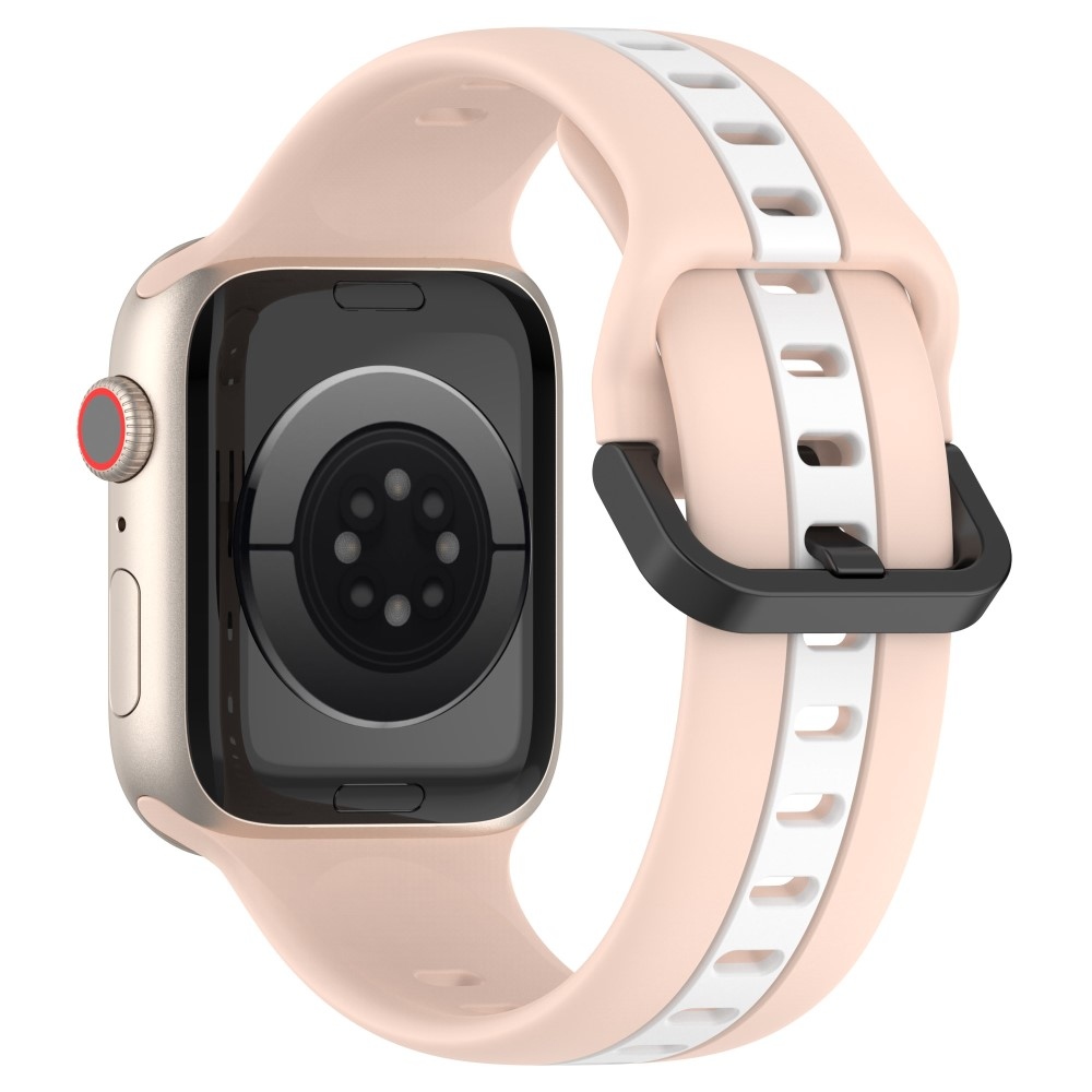 Strap silikonový řemínek na Apple Watch Ultra/Ultra 2 49mm/SE/SE 2022/2023 44mm/9/8/7 45mm/6/5/4 44mm/3/2/1 42 mm - růžový/bílý