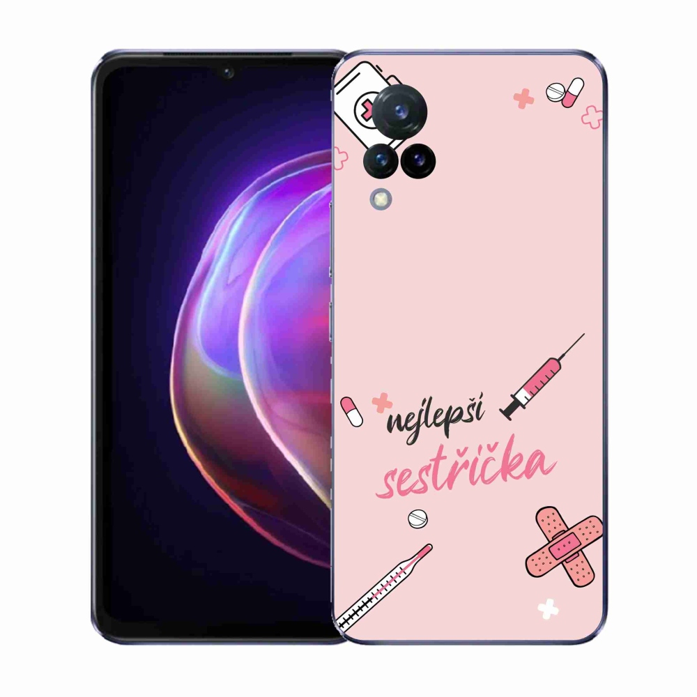 Gelový kryt mmCase na Vivo V21 4G/5G - nejlepší sestřička růžové pozadí