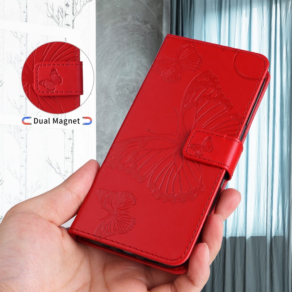 Big Butterfly knížkové pouzdro na Realme 14 Pro+ 5G - červené