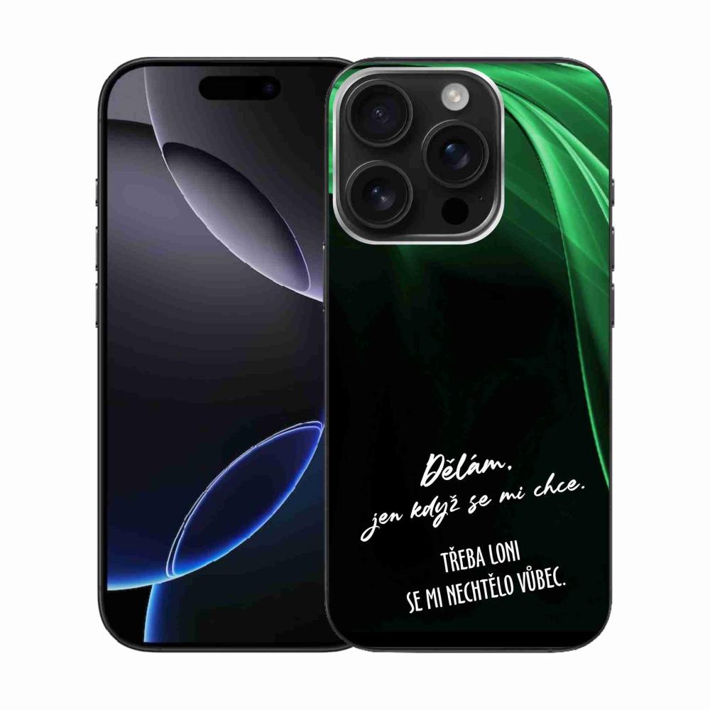 Gelový kryt mmCase na iPhone 16 Pro - vtipný text 12 černé pozadí