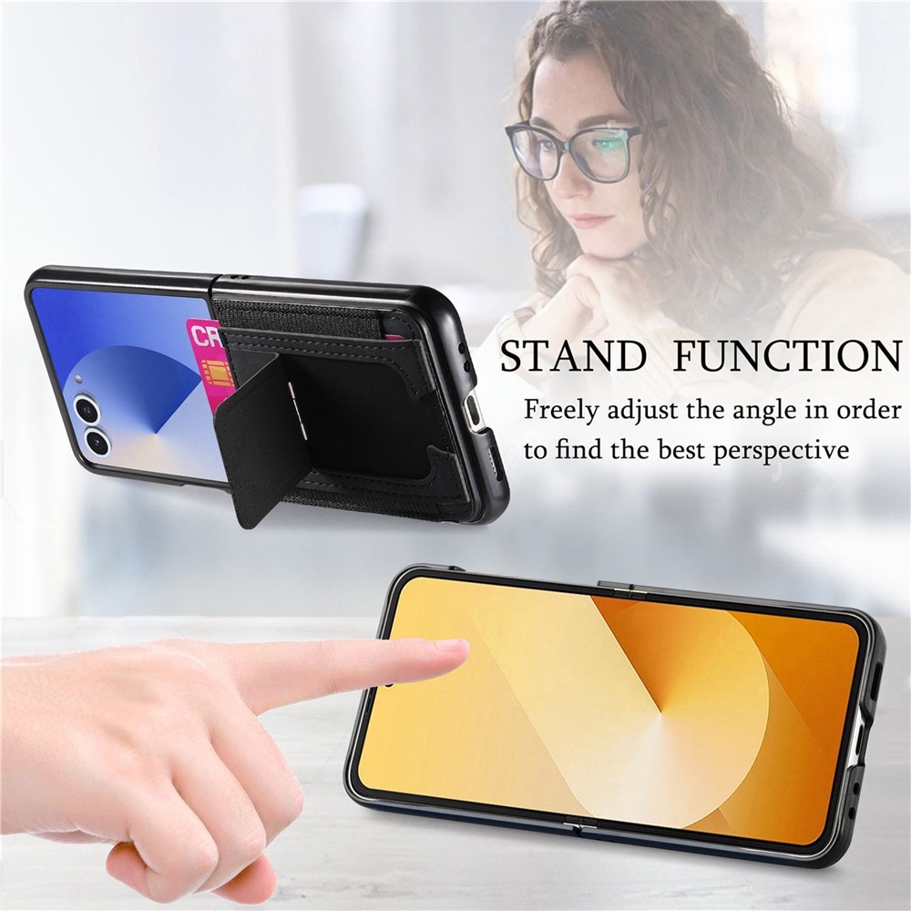 Luxurious plastový kryt s umělou kůží na Samsung Galaxy Z Flip7 5G - černý