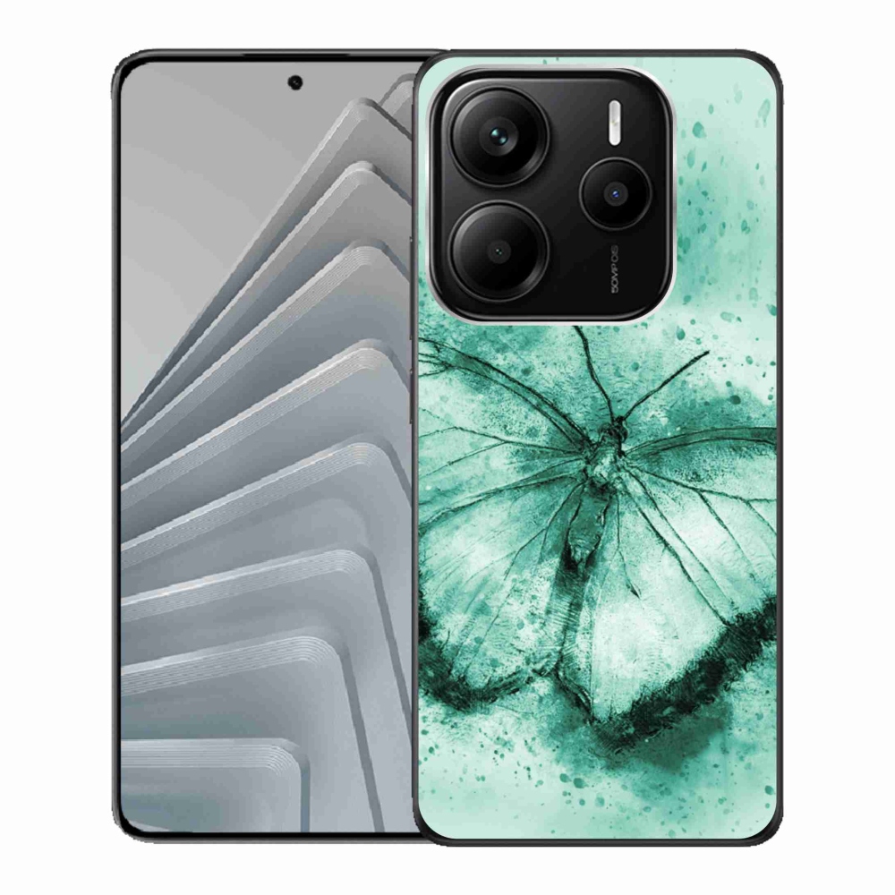 Gelový kryt mmCase na Xiaomi Redmi Note 14 5G - zelený motýl