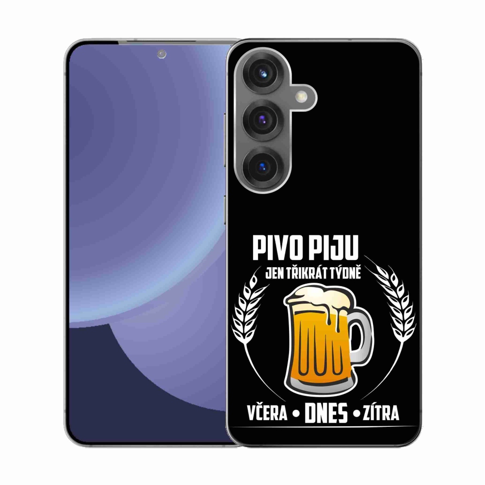 Gelový kryt mmCase na Samsung Galaxy S25 - pivní motiv černé pozadí