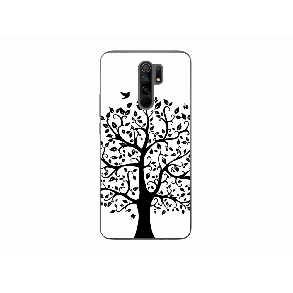 Gelový kryt mmCase na mobil Xiaomi Redmi 9 - černobílý strom