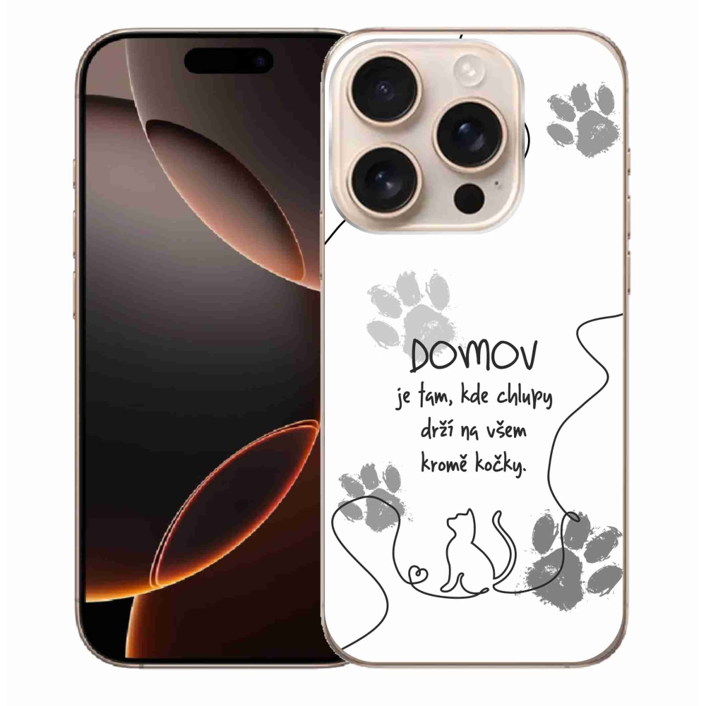 Gelový kryt mmCase na iPhone 16 Pro Max - kočičí motiv bílé pozadí