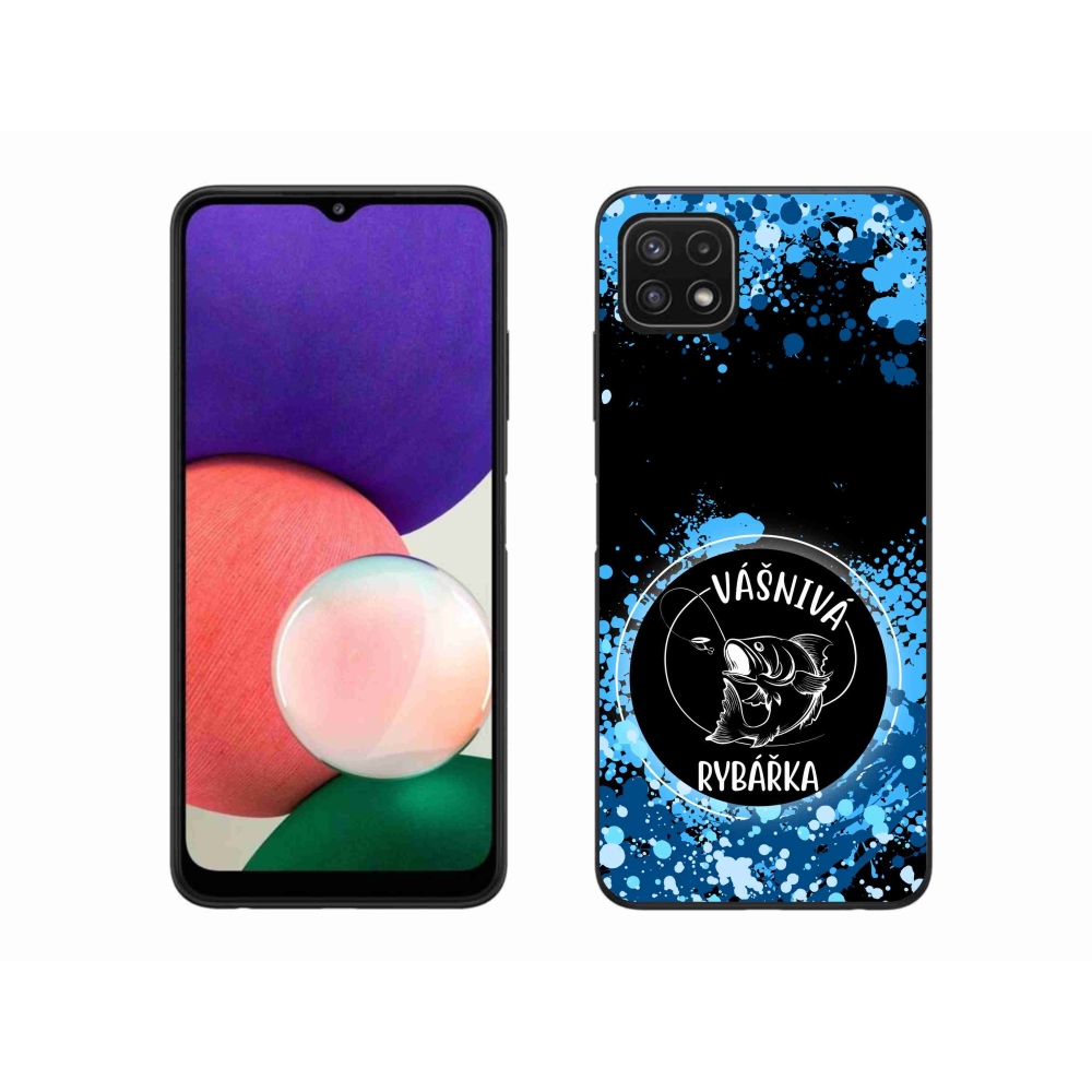 Gelový kryt mmCase na Samsung Galaxy A22 5G - vášnivá rybářka černé pozadí