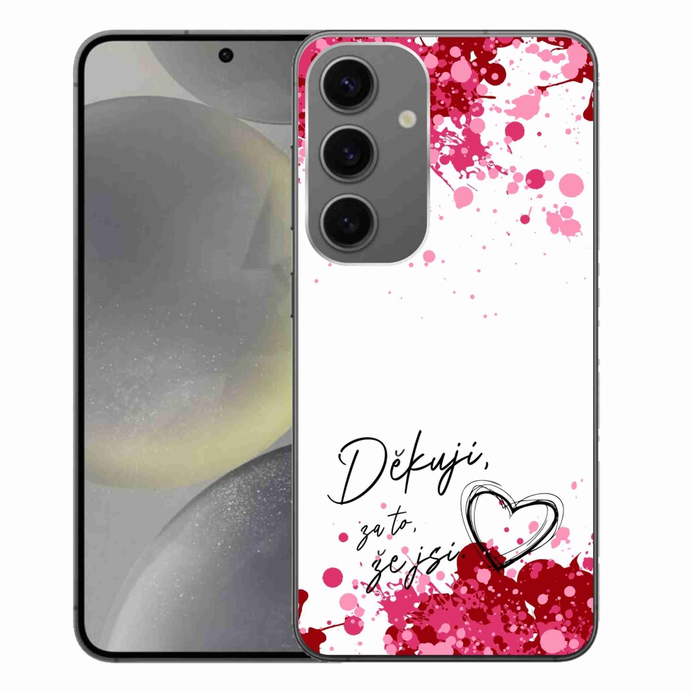 Gelový kryt mmCase na Samsung Galaxy S24+ - zamilovaný text 2 bílé pozadí