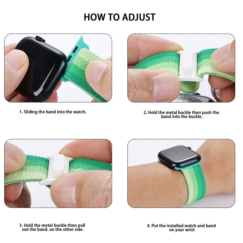 Gradient nylonový řemínek na Apple Watch Ultra/Ultra 2 49mm/SE/SE 2022/2023 44mm/9/8/7 45mm/6/5/4 44mm/3/2/1 42 mm - zelené pruhy