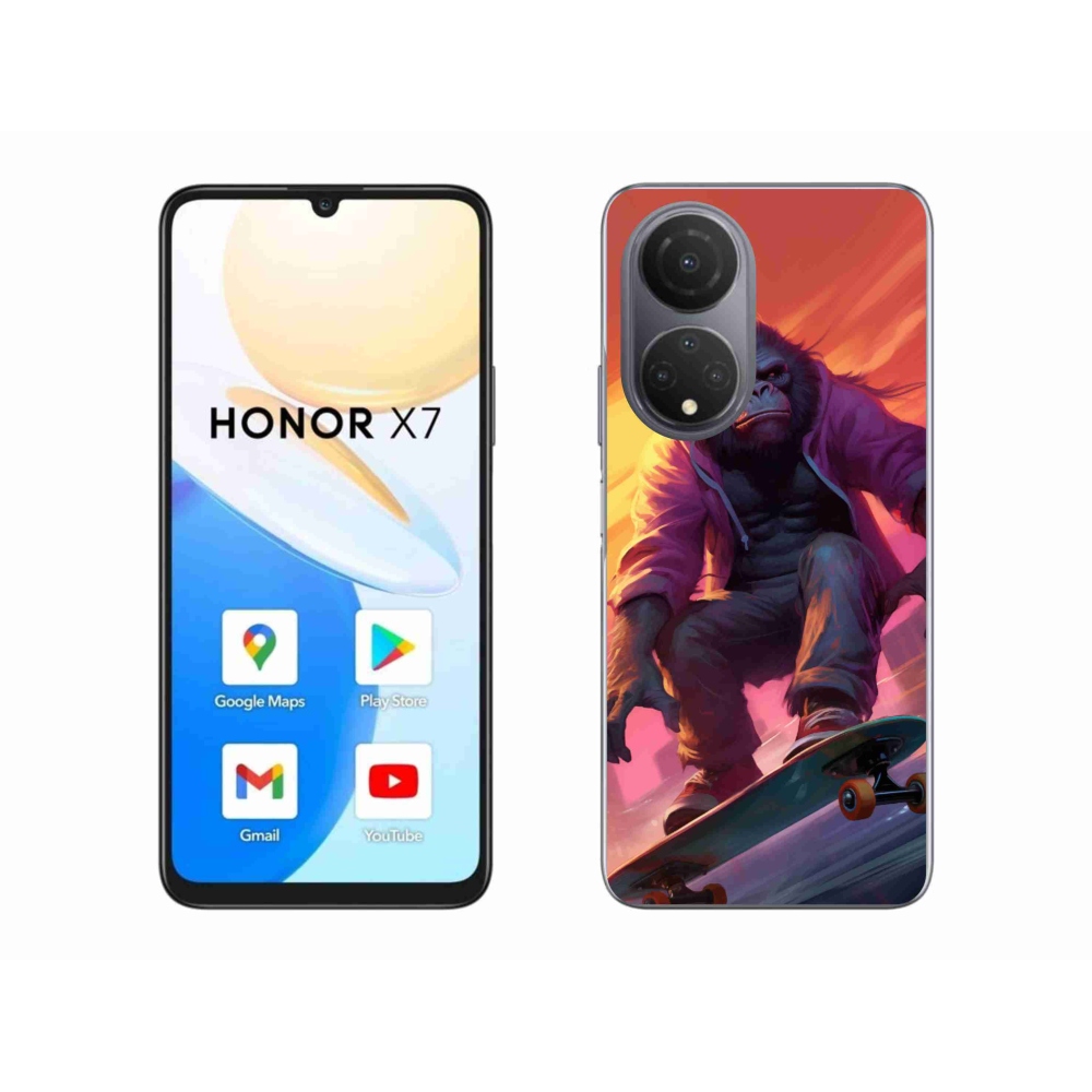 Gelový kryt mmCase na Honor X7 - gorila na skateboardu