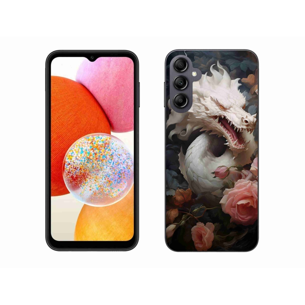 Gelový kryt mmCase na Samsung Galaxy A14 4G/5G - bílý drak