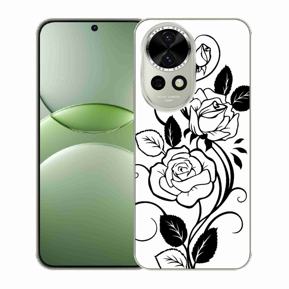 Gelový kryt mmCase na Huawei Nova 13 5G - černobílá růže