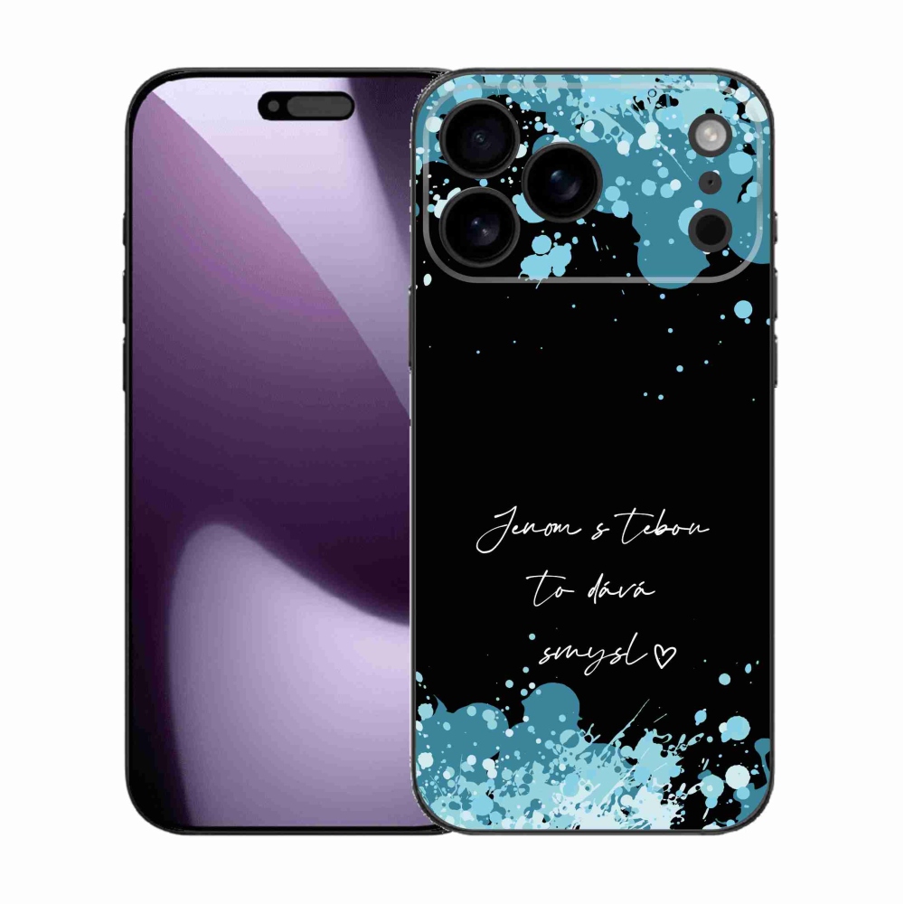 Gelový kryt mmCase na iPhone 17 Pro Max - zamilovaný text černé pozadí
