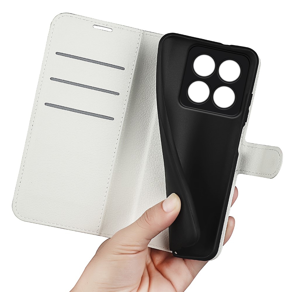 Litchi knížkové pouzdro na Xiaomi 14 Pro - bílé