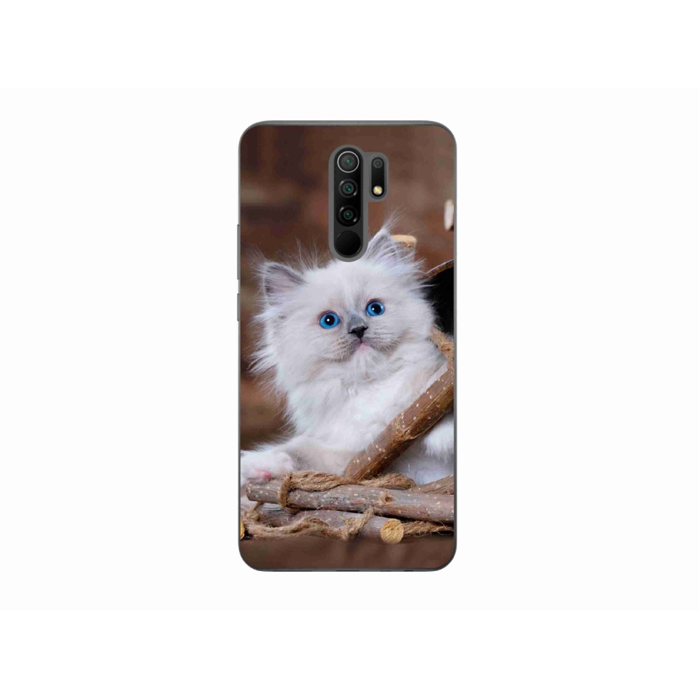 Gelový kryt mmCase na mobil Xiaomi Redmi 9 - bílé kotě