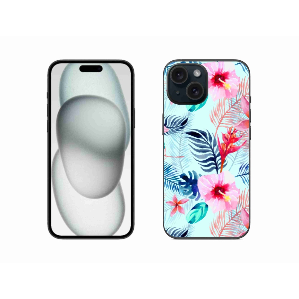 Gelový kryt mmCase na iPhone 15 - květiny