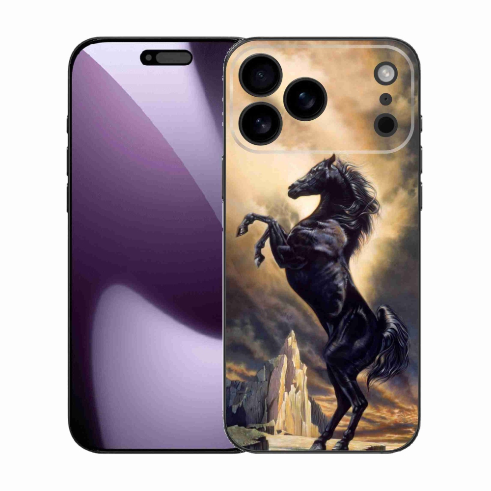 Gelový kryt mmCase na iPhone 17 Pro Max - černý kreslený kůň
