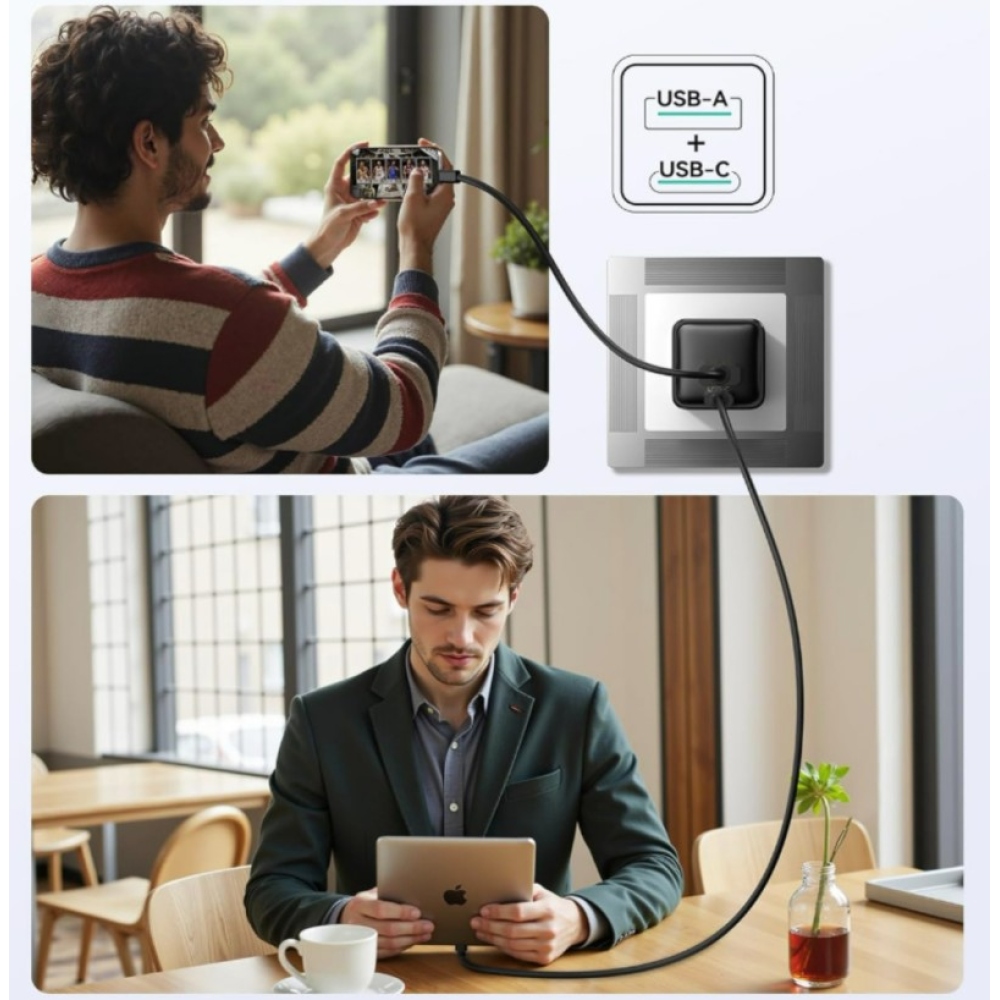 iPEAX GaN Síťová nabíječka 20 W 1x USB-C a 1x USB-A - bílá