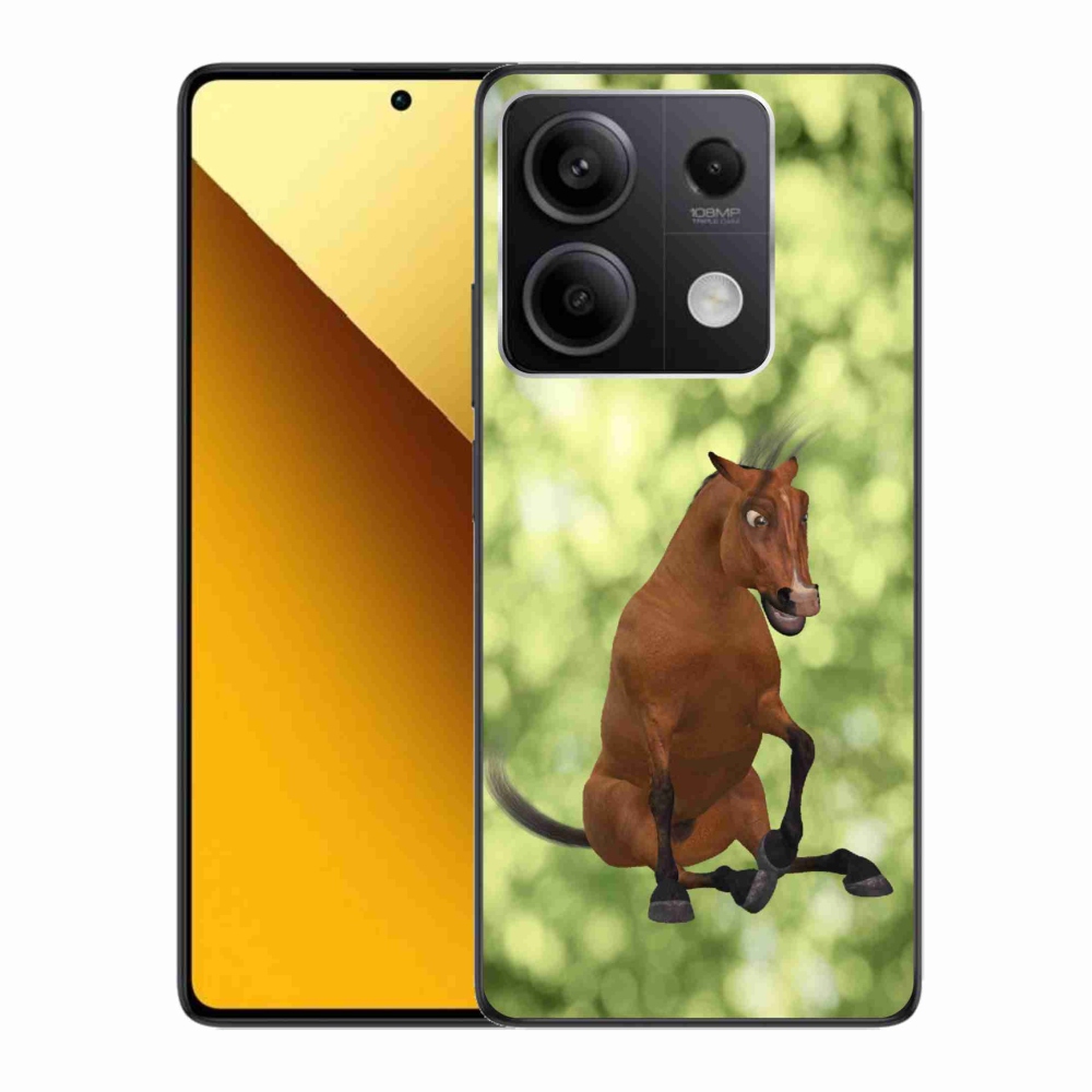 Gelový kryt mmCase na Xiaomi Redmi Note 13 5G - hnědý kreslený kůň 1