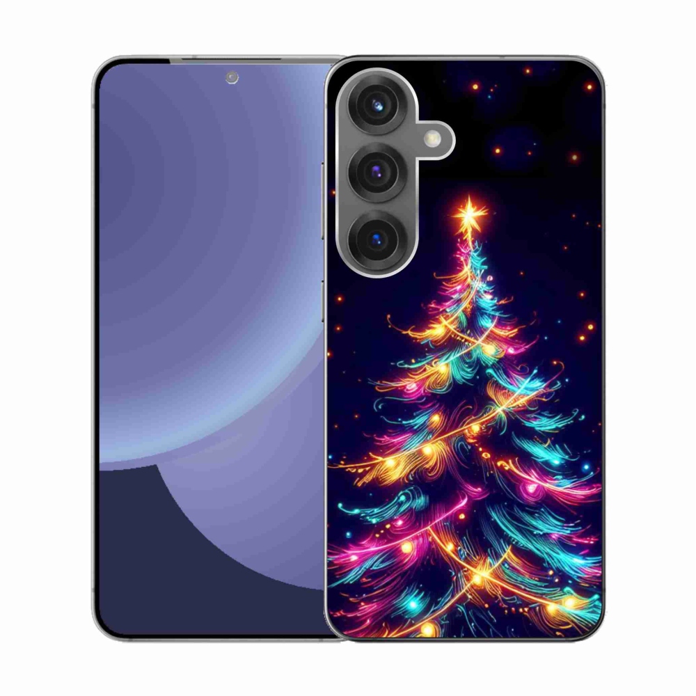 Gelový kryt mmCase na Samsung Galaxy S25 - neonový vánoční stromek