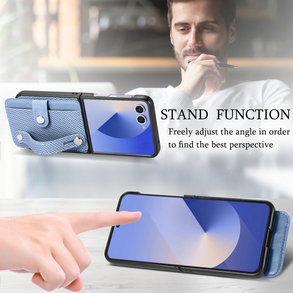 Wrisat plastový kryt s umělou kůží na Samsung Galaxy Z Flip7 5G - modrý