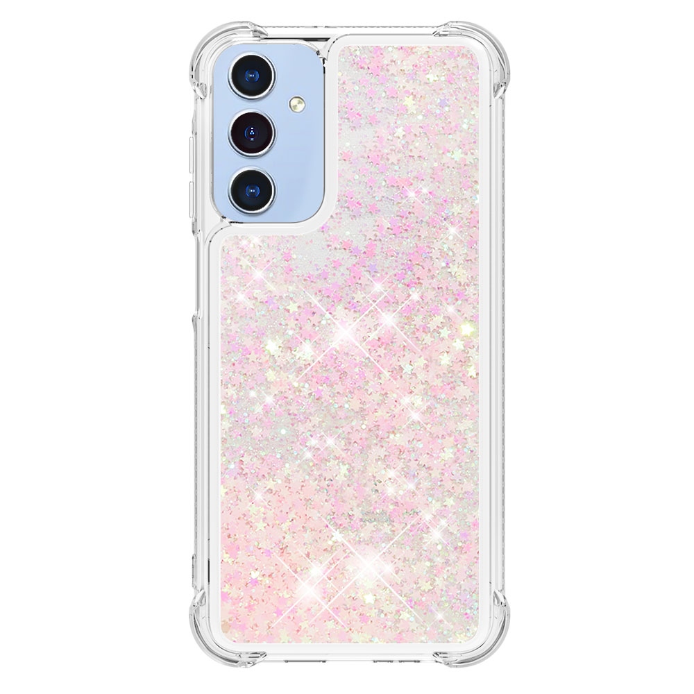 Glitter přesýpací gelový obal na Samsung Galaxy A17 5G - růžový/hvězdičky