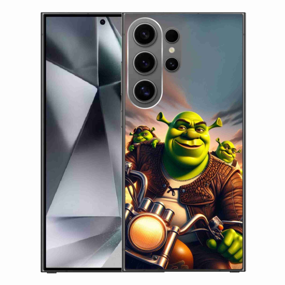 Gelový kryt mmCase na Samsung Galaxy S24 Ultra - shrek na motorce