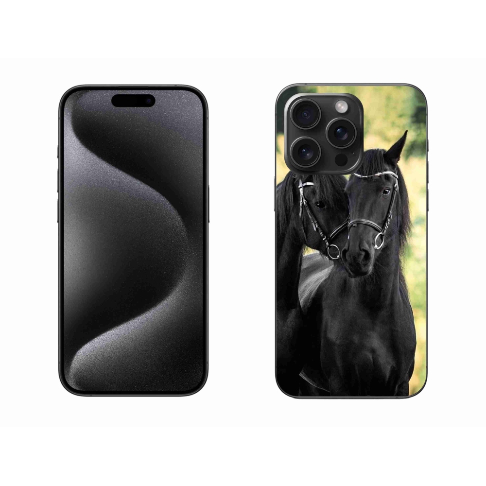 Gelový kryt mmCase na iPhone 15 Pro Max - dva černí koně