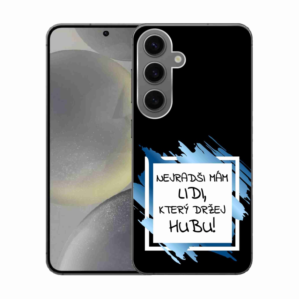 Gelový kryt mmCase na Samsung Galaxy S24 - vtipný text 7 bíločerné pozadí