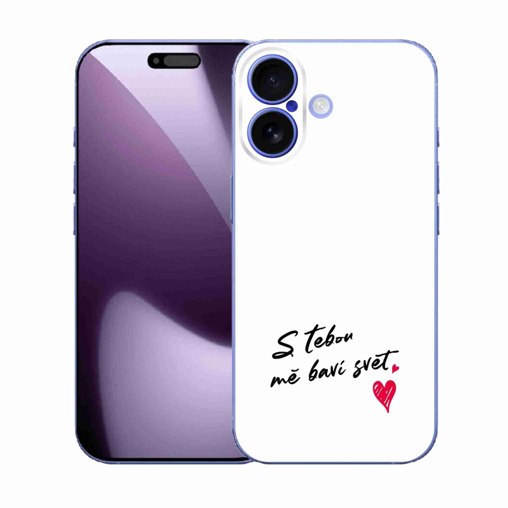 Gelový kryt mmCase na iPhone 17 - zamilovaný text 1 bílé pozadí