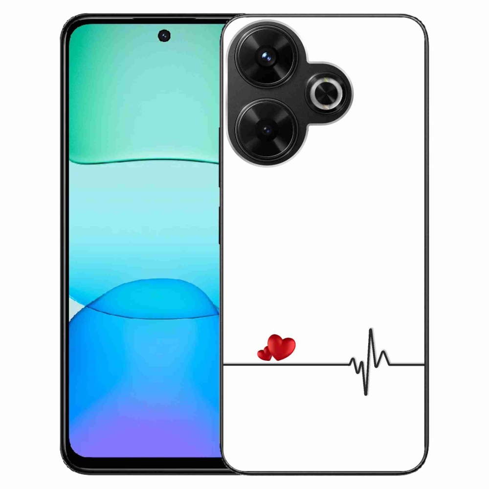 Gelový kryt mmCase na Xiaomi Redmi 13 4G/Poco M6 4G  - srdce a tep bílé pozadí
