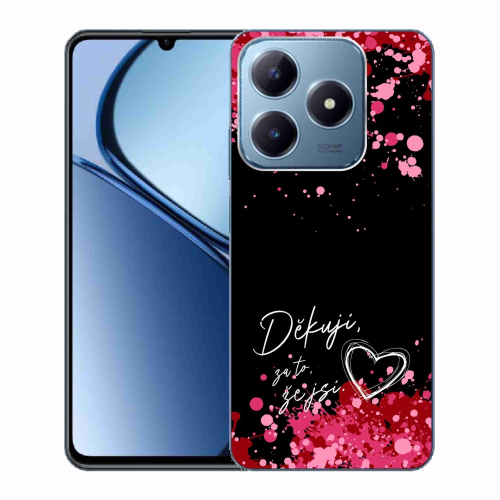 Gelový kryt mmCase na Realme C63 - zamilovaný text 2 černé pozadí