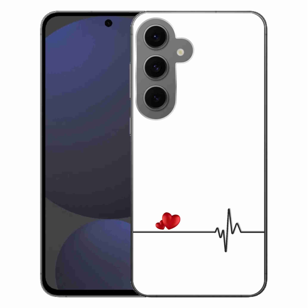 Gelový kryt mmCase na Samsung Galaxy S24 FE - srdce a tep bílé pozadí