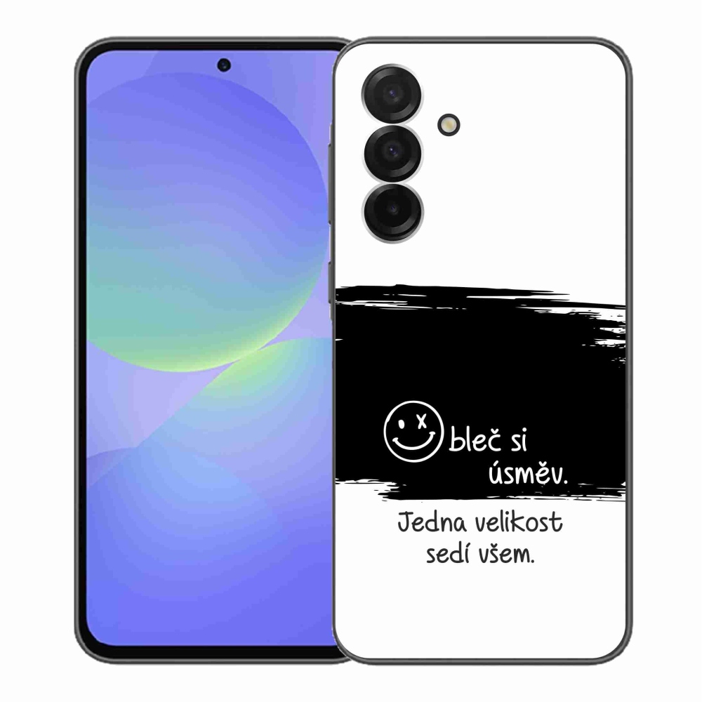 Gelový kryt mmCase na Samsung Galaxy A36 5G - vtipný text 8 černobílé pozadí