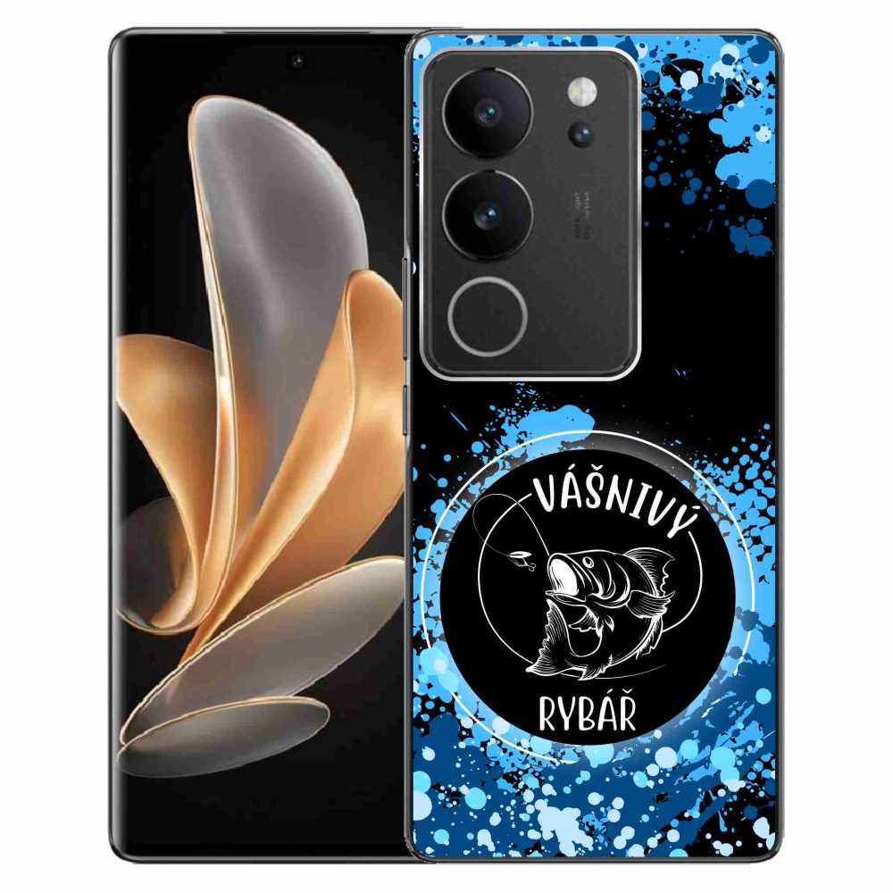 Gelový kryt mmCase na Vivo V29 5G - vášnivý rybář černé pozadí