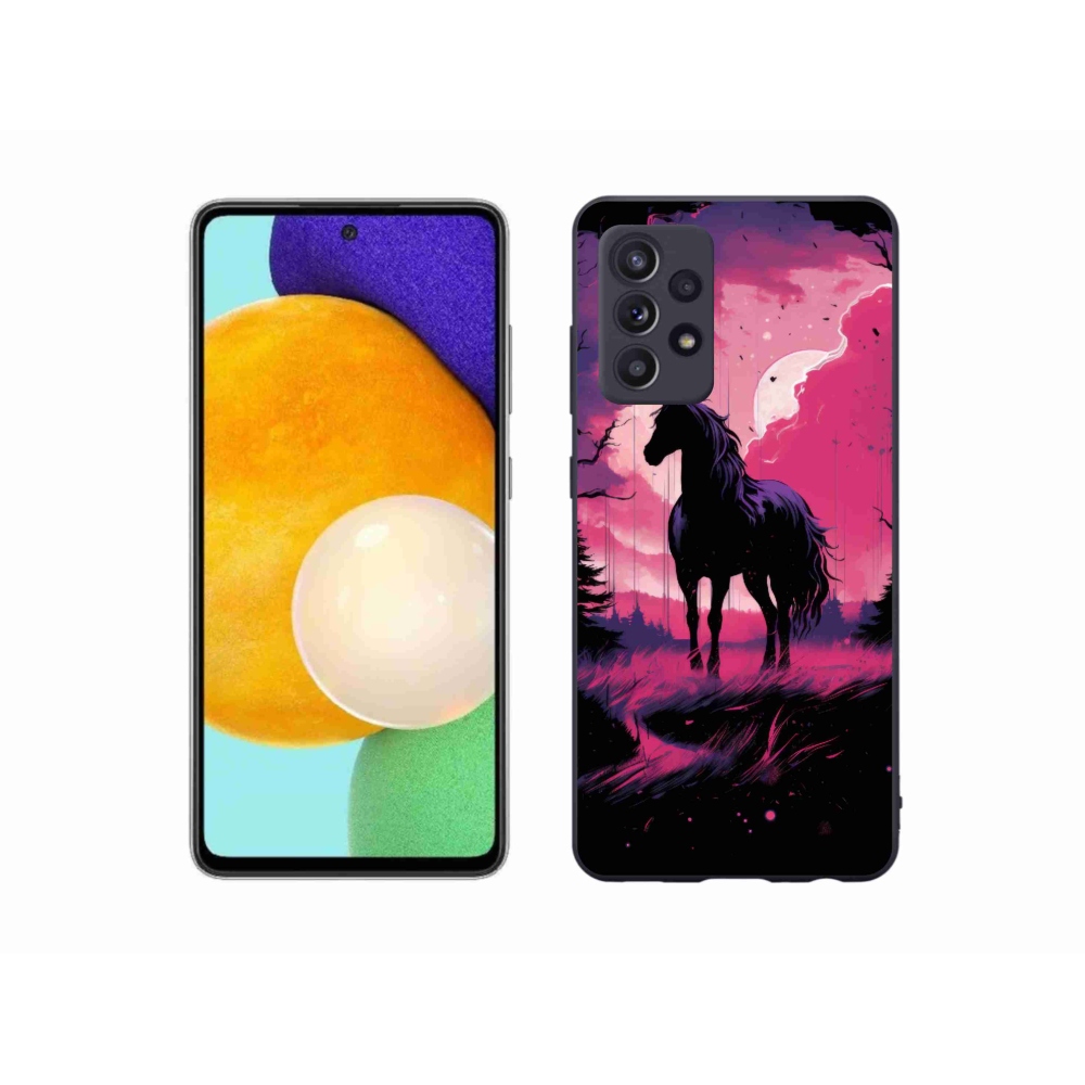 Gelový kryt mmCase na Samsung Galaxy A52/A52 5G - černý kreslený kůň 1