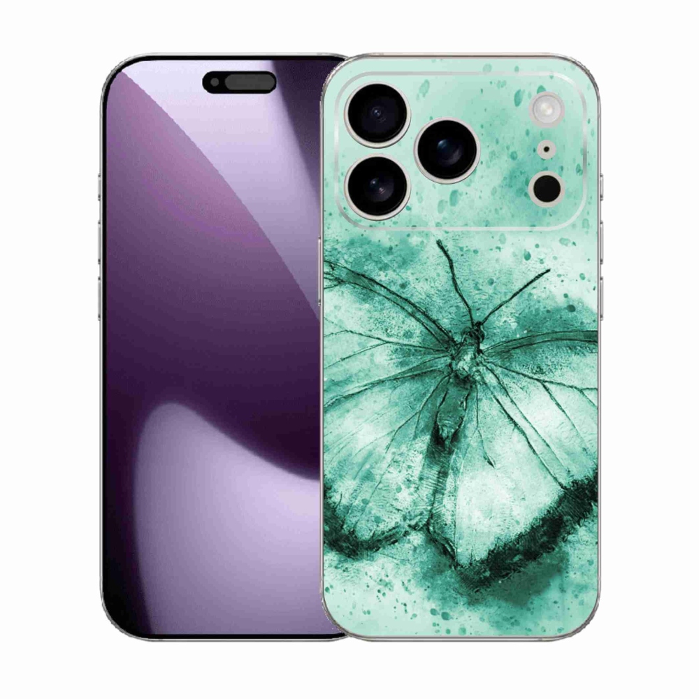 Gelový kryt mmCase na iPhone 17 Pro - zelený motýl