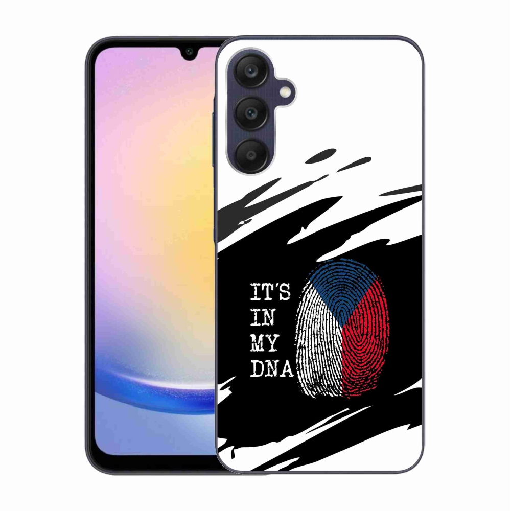 Gelový kryt mmCase na Samsung Galaxy A25 5G - vlajka otisk prstu černobílé pozadí