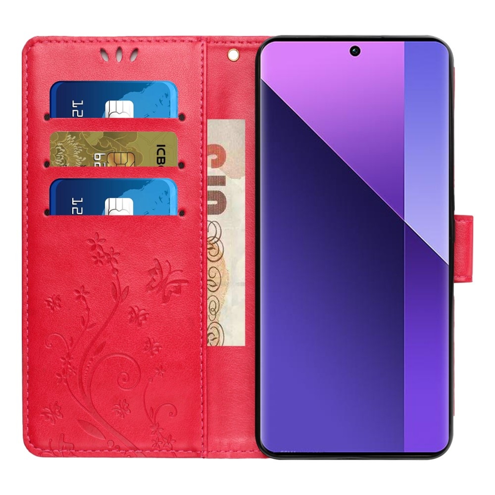 Flowers knížkové pouzdro na Honor 200 Smart 5G - červené